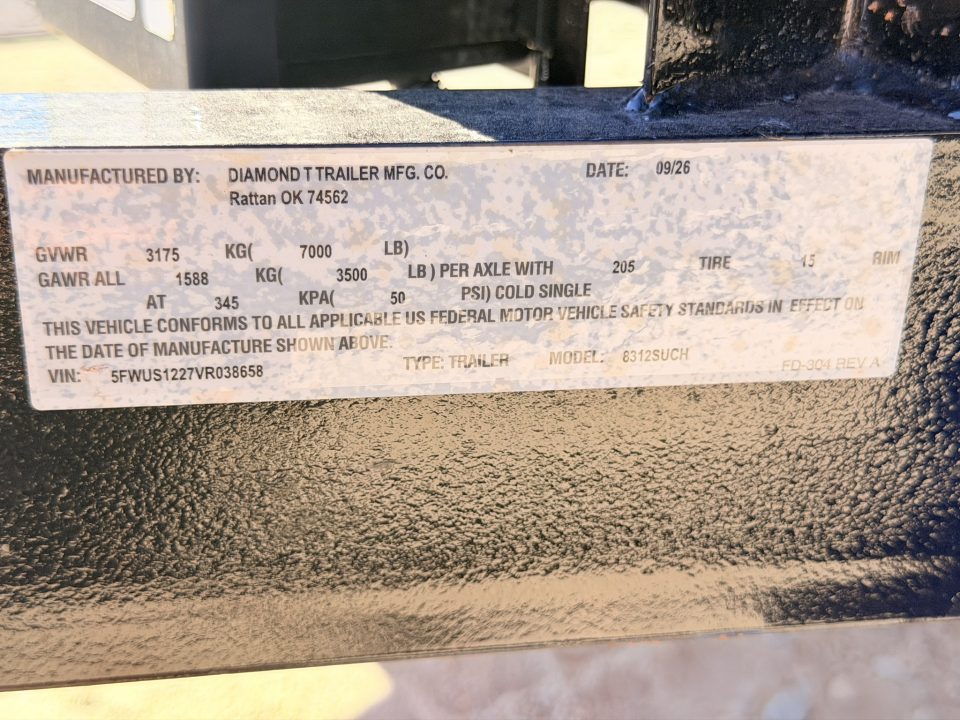 New 2027 Diamond T 7-12 Tandem Axle Ramp Gate Utility 7K GVWR