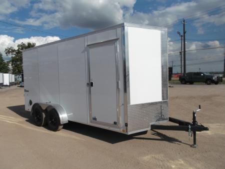 New 2027 Cargo Express 7x16 Cargo Trailer / Enclosed Trailer / 7ft Interior / Ramp / 36  RV Door / .080 White Screwless Exterior