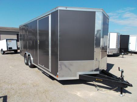 New 2027 Covered Wagon Trailers 8.5x20 Cargo / Enclosed Trailer / Car Hauler / 7ft Interior Height / Extra Wide Ramp / 5200# Axles / LEDs / .080 Charcoal Gray / 48  RV Side Door / 60  Triple Tube Tongue