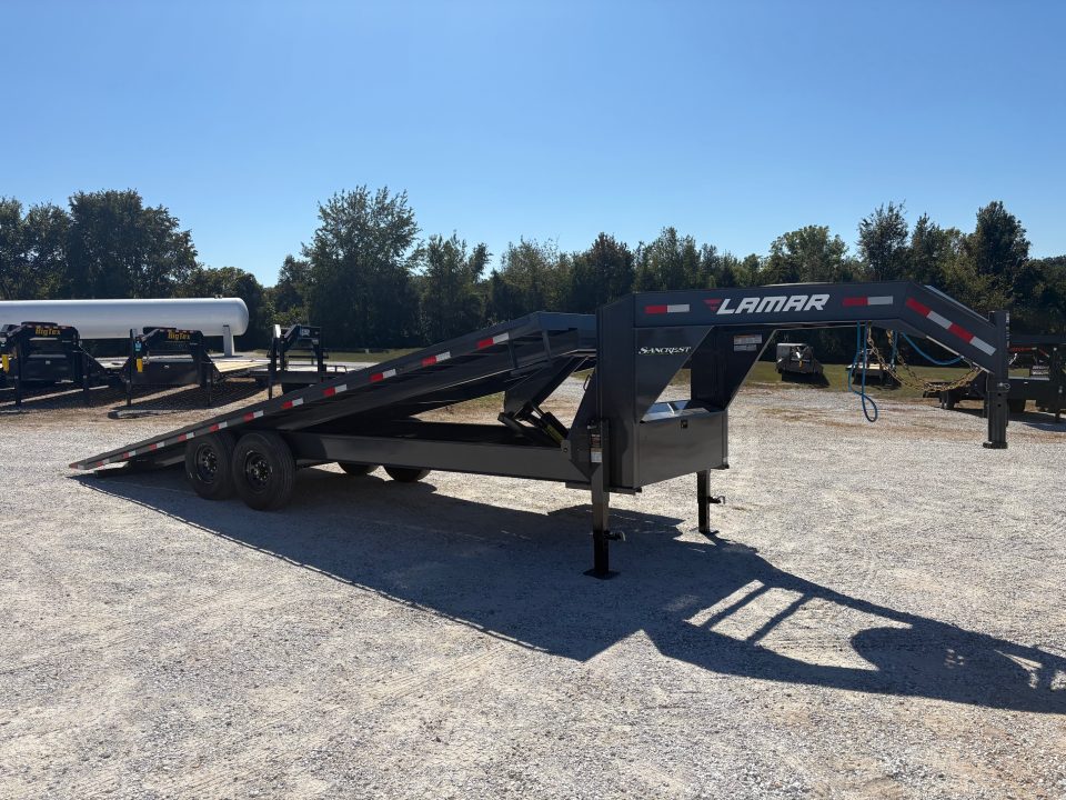 New 2027 Lamar 102x24 Tandem 14K GN Deckover Power Tilt w/ Tuff Wireless & 14 Ply Tires