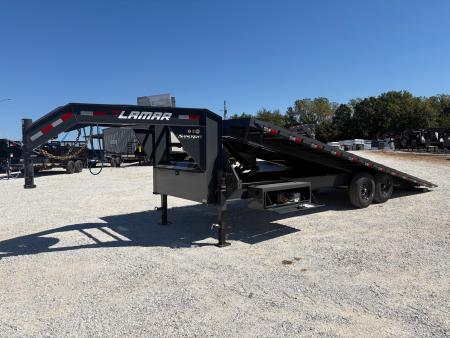 New 2027 Lamar 102x24 Tandem 14K GN Deckover Power Tilt w/ Tuff Wireless & 14 Ply Tires