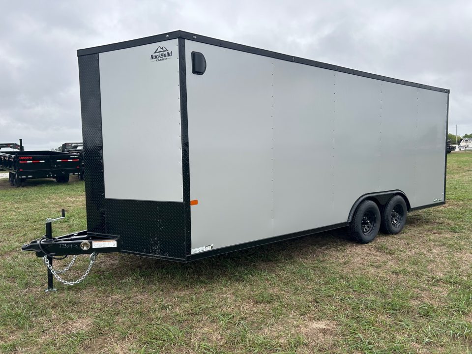 New 2027 Rock Solid 8.5x20 Tandem 10K Cargo w/ Ramp Door, 7' Interior Height, & .080 Exterior