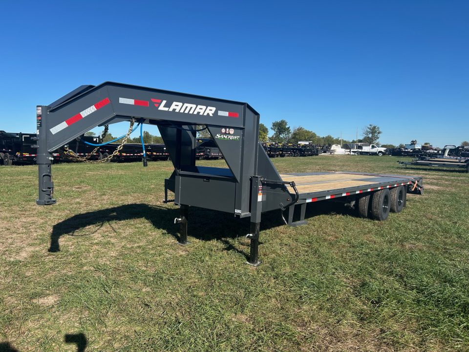 New 2027 Lamar 102x25 Tandem 25K GN Flatbed w/ 5' Dove & Max Ramps