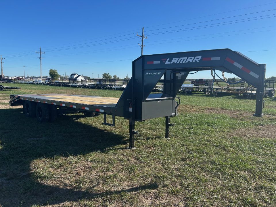 New 2027 Lamar 102x25 Tandem 25K GN Flatbed w/ 5' Dove & Max Ramps