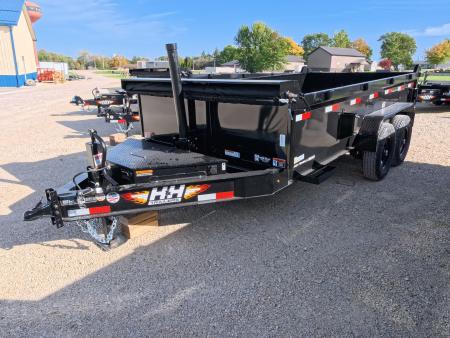 New 2027 H&H Trailers 83 x 14 Telescopic I-Beam Lift Dump Trailer with 7 Gauge Floor, Dock Legs, Tarp Kit - Anti- Sail Bow Set