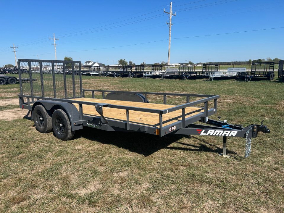 New 2027 Lamar 83x16 Tandem 7K Utility w/ 4' Lay Down Ramp Gate