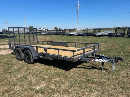 New 2027 Lamar 83x16 Tandem 7K Utility w/ 4' Lay Down Ramp Gate