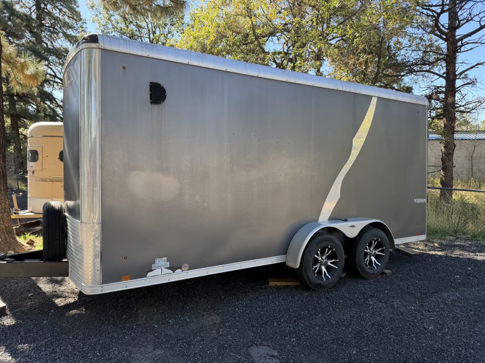 Used 2015 Look Trailers 7X16 Enclosed Box Cargo Trailer 7' Tall Ramp Cargo / Enclosed Trailer