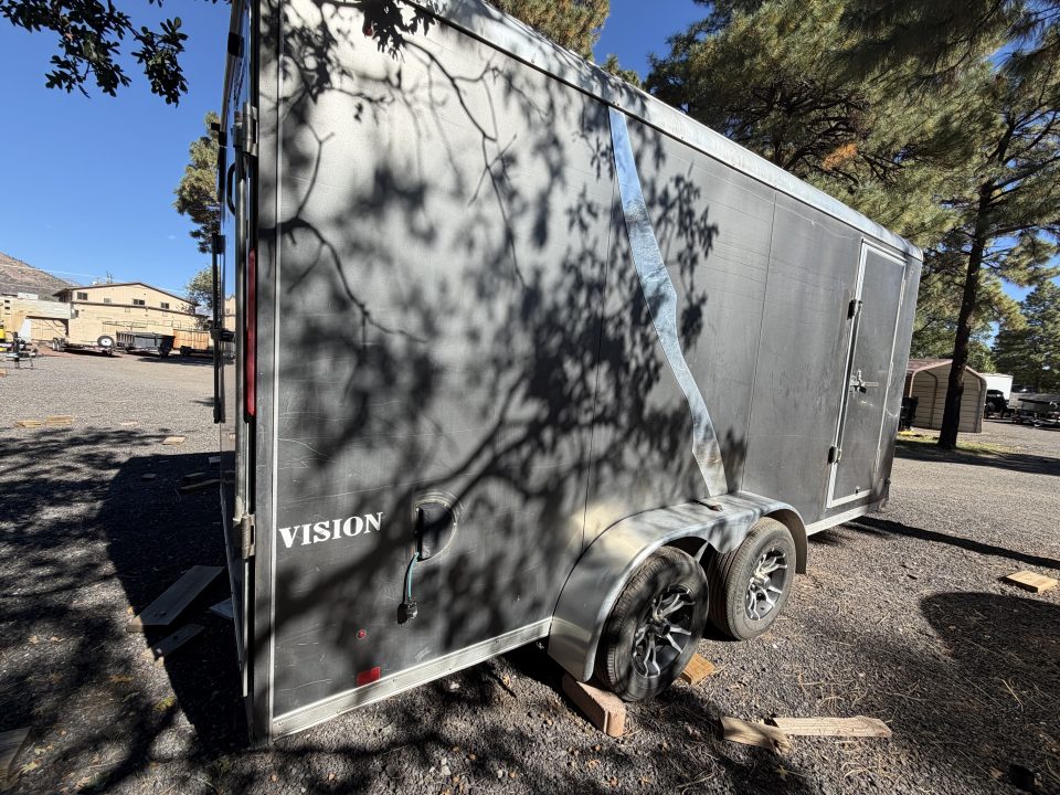 Used 2015 Look Trailers 7X16 Enclosed Box Cargo Trailer 7' Tall Ramp Cargo / Enclosed Trailer