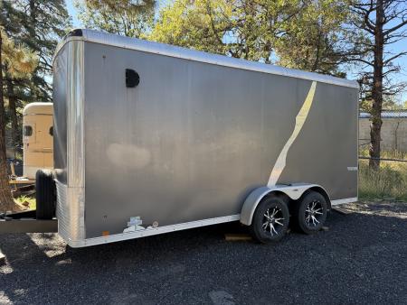 Used 2015 Look Trailers 7X16 Enclosed Box Cargo Trailer 7' Tall Ramp Cargo / Enclosed Trailer