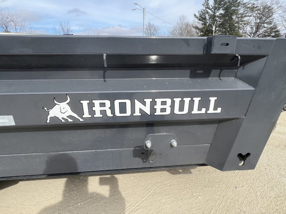 New 2027 Iron Bull Dump Trailer / DWB Series / 83" Wide x 14' Long / 2-7,000# Electric Brake Axles / Tarp / Ramps / Combo Rear Gate / Gray Powder Coat
