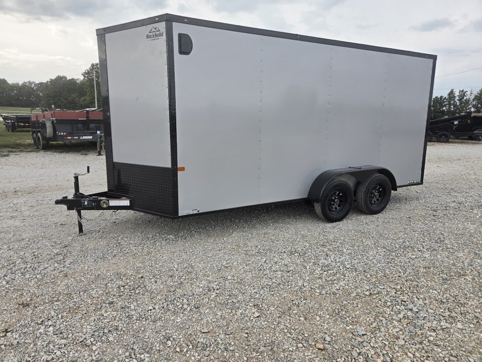 New 2027 Rock Solid 7X16 TANDEM 7K CARGO W/7' HEIGHT BLACKOUT TRIM .080 EXTERIOR & RAMP DOOR