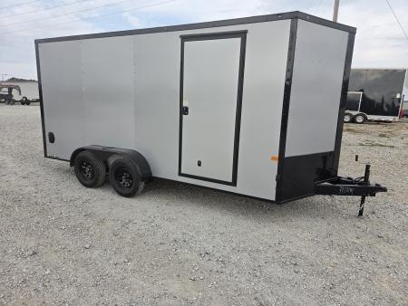 New 2027 Rock Solid 7X16 TANDEM 7K CARGO W/7' HEIGHT BLACKOUT TRIM .080 EXTERIOR & RAMP DOOR