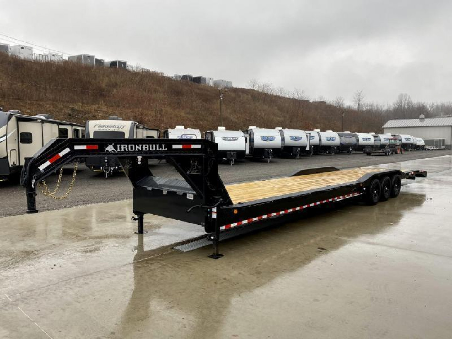 New NEW Ironbull 102x40' Gooseneck Car Hauler Trailer 21000# GVW * DEXTER AXLES * 4' DOVETAIL * OVERWIDTH RAMPS * 102" DECK * DRIVE OVER FENDERS * DUAL JACKS * FULL TOOLBOX * RUBRAIL/STAKE POCKETS/PIPE SPOOLS/D-RINGS * UNDER FRAME BRIDGE