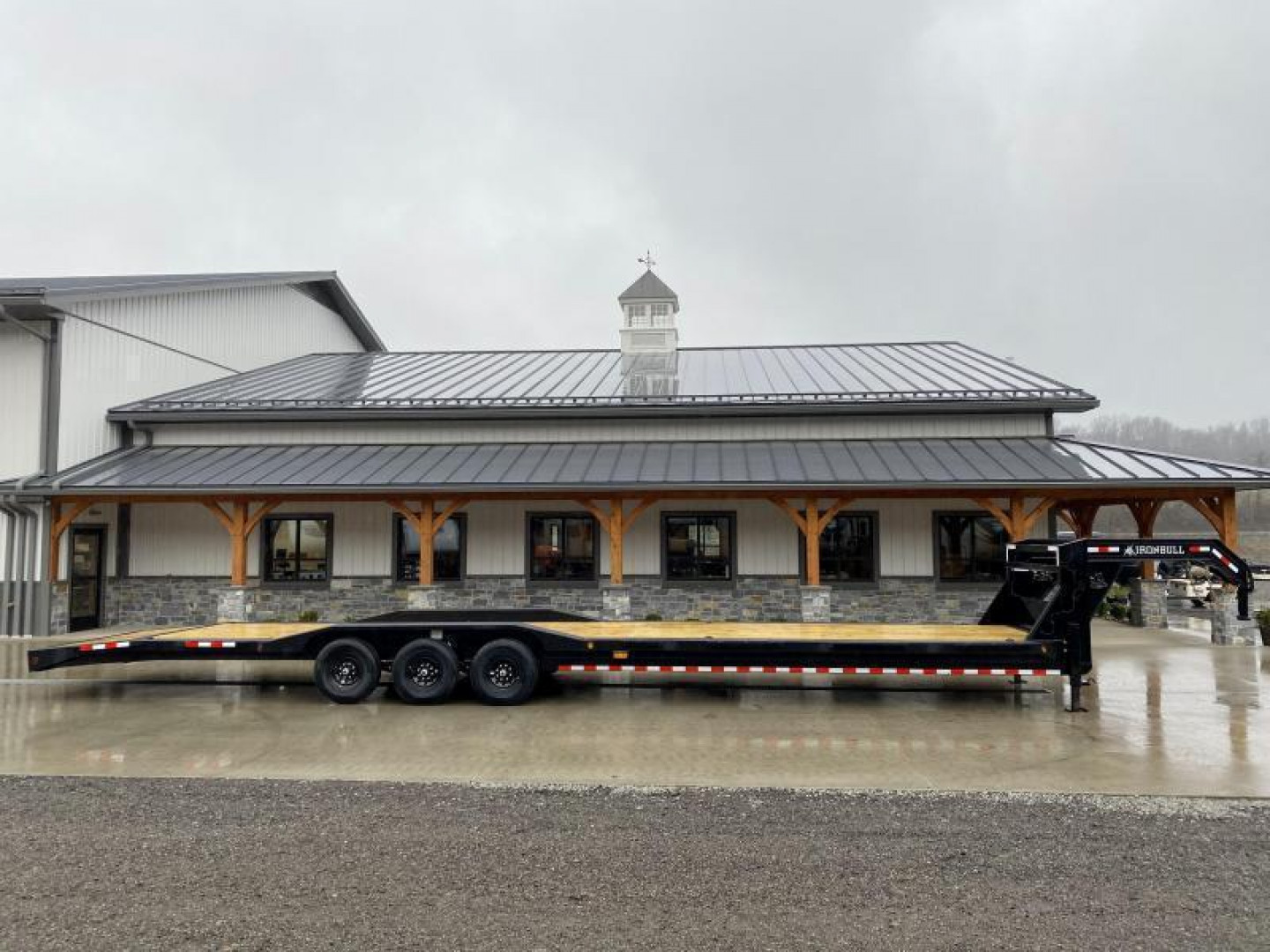 New NEW Ironbull 102x40' Gooseneck Car Hauler Trailer 21000# GVW * DEXTER AXLES * 4' DOVETAIL * OVERWIDTH RAMPS * 102" DECK * DRIVE OVER FENDERS * DUAL JACKS * FULL TOOLBOX * RUBRAIL/STAKE POCKETS/PIPE SPOOLS/D-RINGS * UNDER FRAME BRIDGE