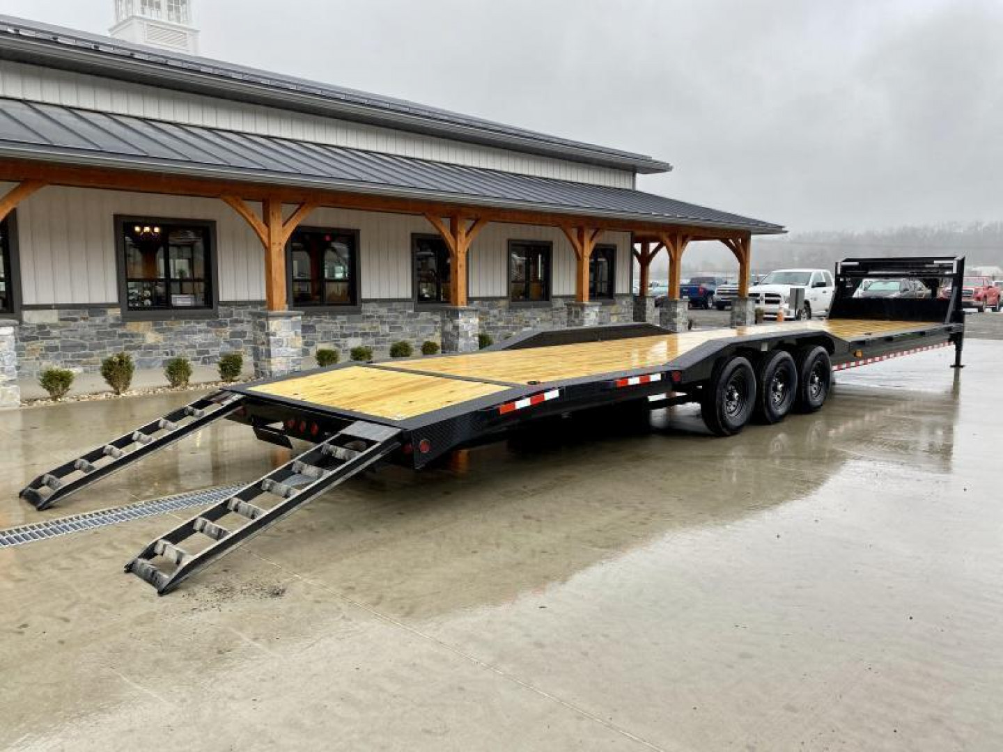 New NEW Ironbull 102x40' Gooseneck Car Hauler Trailer 21000# GVW * DEXTER AXLES * 4' DOVETAIL * OVERWIDTH RAMPS * 102" DECK * DRIVE OVER FENDERS * DUAL JACKS * FULL TOOLBOX * RUBRAIL/STAKE POCKETS/PIPE SPOOLS/D-RINGS * UNDER FRAME BRIDGE