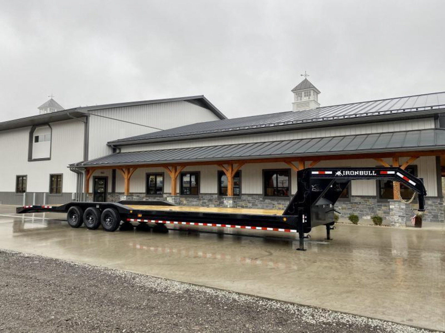 New NEW Ironbull 102x40' Gooseneck Car Hauler Trailer 21000# GVW * DEXTER AXLES * 4' DOVETAIL * OVERWIDTH RAMPS * 102" DECK * DRIVE OVER FENDERS * DUAL JACKS * FULL TOOLBOX * RUBRAIL/STAKE POCKETS/PIPE SPOOLS/D-RINGS * UNDER FRAME BRIDGE