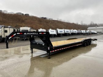 New NEW Ironbull 102x40' Gooseneck Car Hauler Trailer 21000# GVW * DEXTER AXLES * 4' DOVETAIL * OVERWIDTH RAMPS * 102" DECK * DRIVE OVER FENDERS * DUAL JACKS * FULL TOOLBOX * RUBRAIL/STAKE POCKETS/PIPE SPOOLS/D-RINGS * UNDER FRAME BRIDGE