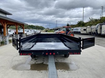 New 2025 Ironbull 8x16' Deckover Dump Trailer 16000# GVW * 8000# AXLES * 17.5" 16-PLY TIRES * HYDRAULIC JACK * TARP KIT * 10" I-BEAM FRAME * BED RUNNERS * FOLD DOWN SIDES * 5x20 SCISSOR HOIST * INTGRATED KEYWAY/10GA WALLS * IRONCLAD WARRANTY