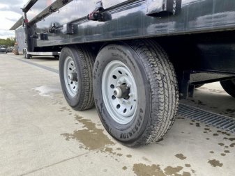 New 2025 Ironbull 8x16' Deckover Dump Trailer 16000# GVW * 8000# AXLES * 17.5" 16-PLY TIRES * HYDRAULIC JACK * TARP KIT * 10" I-BEAM FRAME * BED RUNNERS * FOLD DOWN SIDES * 5x20 SCISSOR HOIST * INTGRATED KEYWAY/10GA WALLS * IRONCLAD WARRANTY