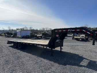 Used 2021 102"x25' PJ 22k Gooseneck Flatbed Trailer