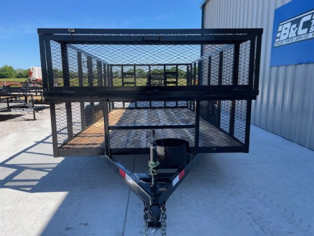 New 2025 C&M 82X14 SINGLE AXLE LANDSCAPE W/ 4' WALLS & GATE