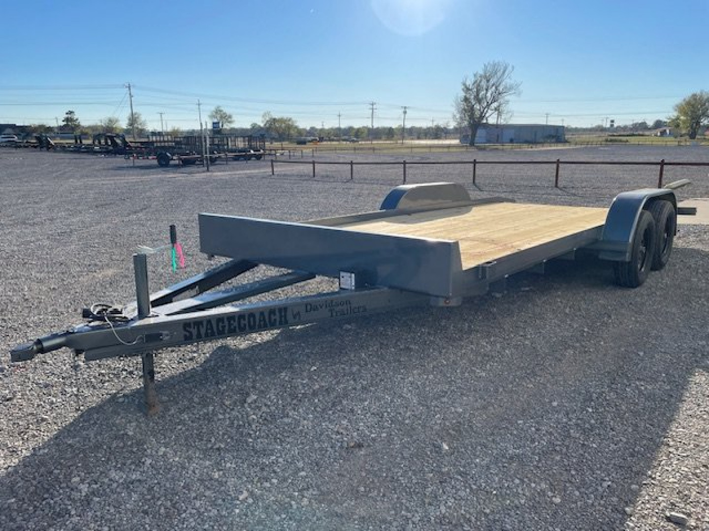 New 2025 DAVIDSON 83X18 TANDEM AXLE WOOD FLOOR CAR HAULER W/ PULL OUT RAMPS,WOOD DOVE TAIL