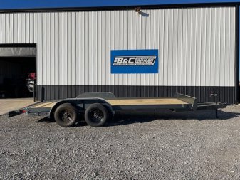 New 2025 DAVIDSON 83X18 TANDEM AXLE WOOD FLOOR CAR HAULER W/ PULL OUT RAMPS,WOOD DOVE TAIL