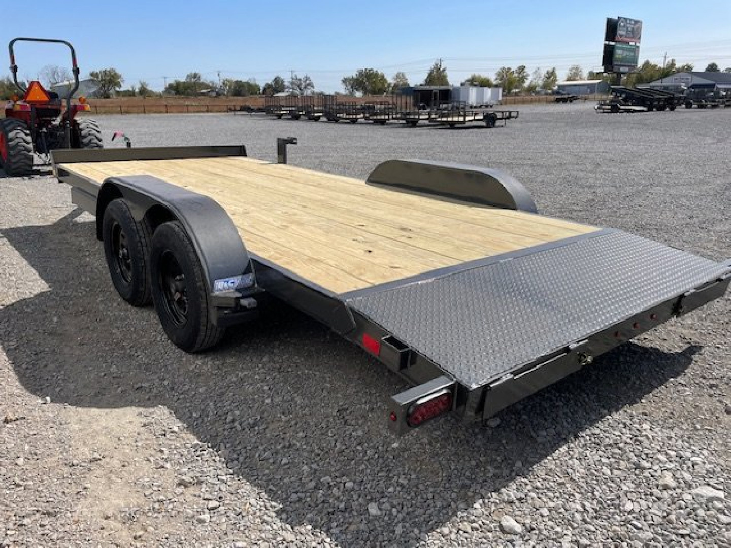 New 2025 DAVIDSON 83X18 16+2 TANDEM (2)AXLE CAR HAULER W/ PO RAMPS, 2' DIAMOND PLATE DOVE