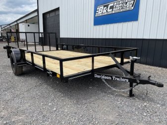 New 2024 DAVIDSON 83X14 (1)SINGLE AXLE ANGLE TOP UTILITY W/36" GATE, 2' DOVE TAIL