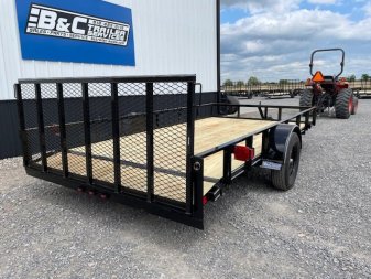New 2024 DAVIDSON 83X14 (1)SINGLE AXLE ANGLE TOP UTILITY W/36" GATE, 2' DOVE TAIL