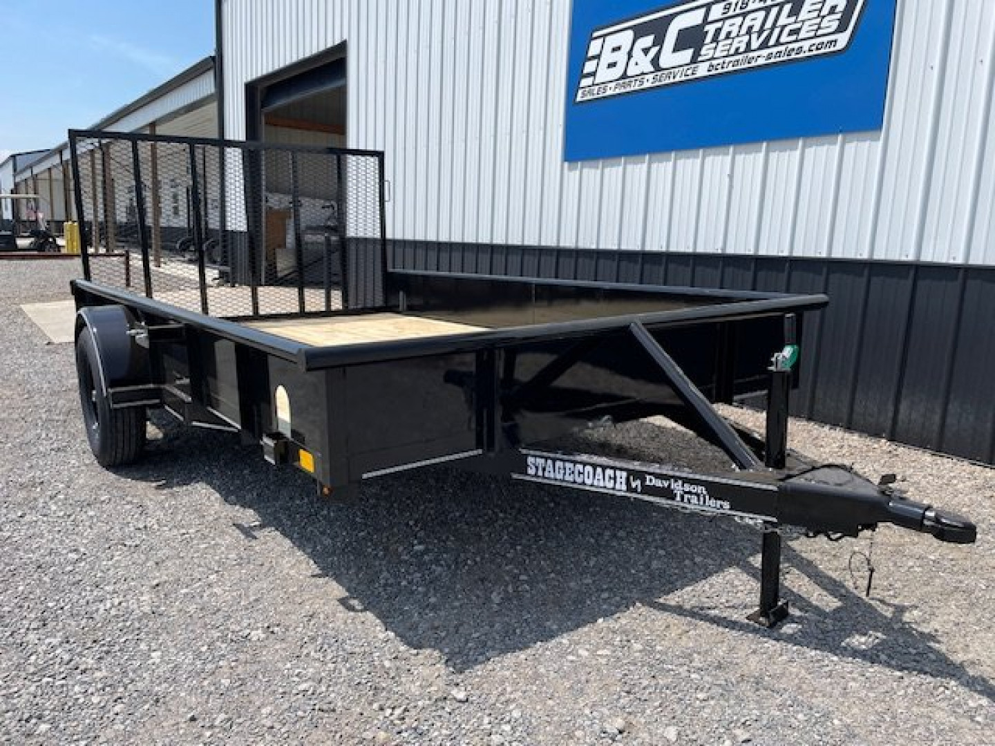New 2024 DAVIDSON 83X12 PIPE TOP (1)SINGLE AXLE UTILITY W/4' GATE, 15" SOLID STEEL WALLS