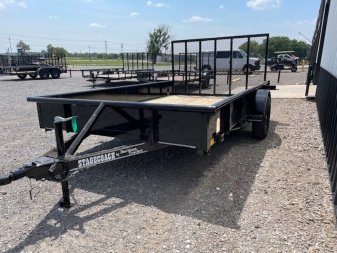 New 2024 DAVIDSON 83X12 PIPE TOP (1)SINGLE AXLE UTILITY W/4' GATE, 15" SOLID STEEL WALLS