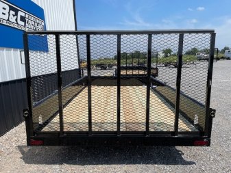 New 2024 DAVIDSON 83X12 PIPE TOP (1)SINGLE AXLE UTILITY W/4' GATE, 15" SOLID STEEL WALLS