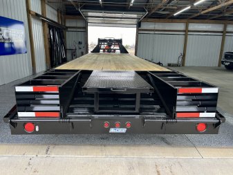 New 2024 LONGHORN 102X25 20+5 TANDEM AXLE GOOSENECK, 7000# AXLES SGL WHEEL W/ RAMPS