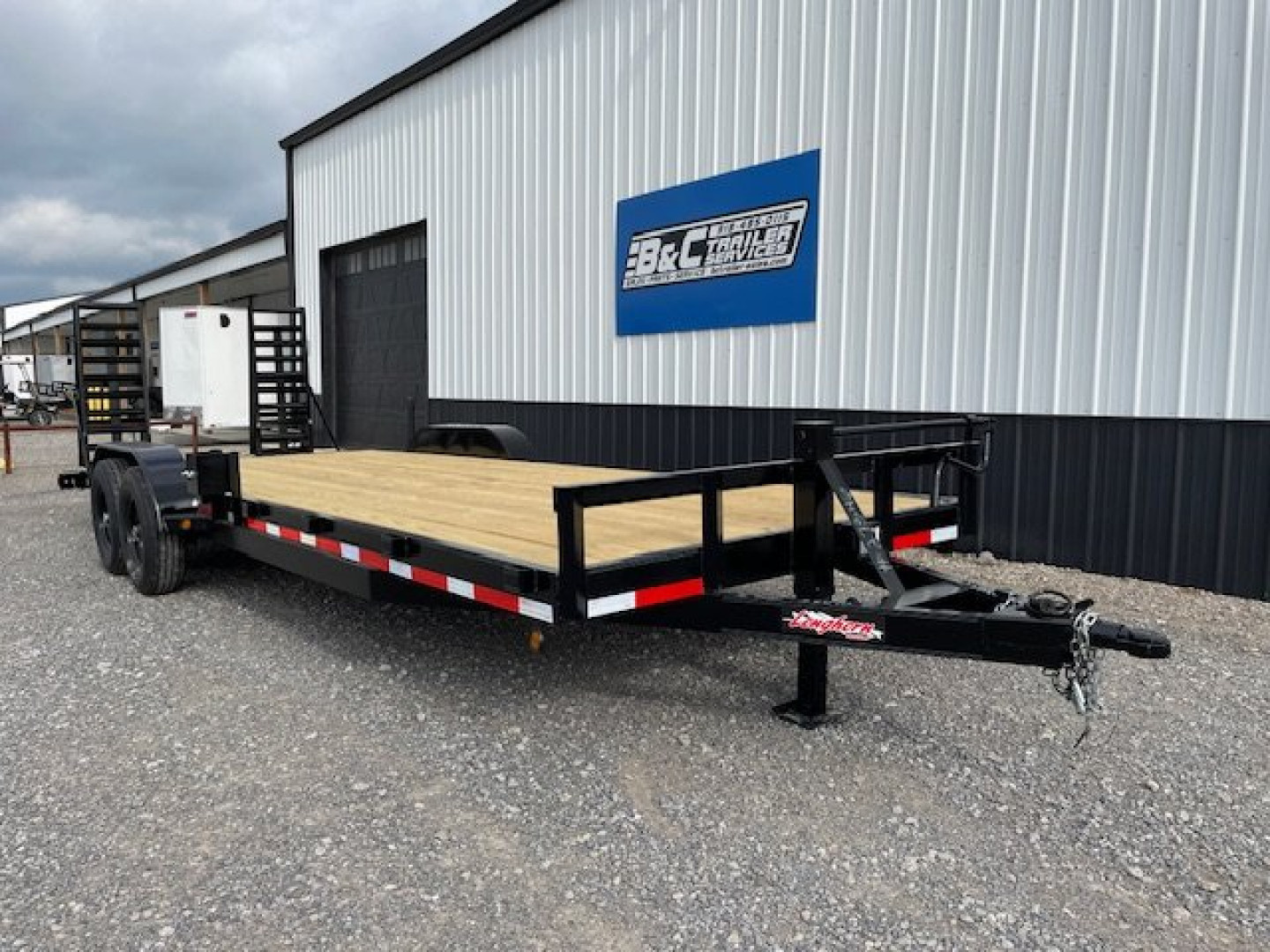New NEW 2024 LONGHORN 83X24 BUMPER PULL EQUIP HAULER W/ (2) 7,000# TANDEM AXLES 5' FOLD UP DOZER RAMPS