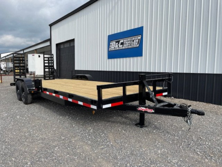New NEW 2024 LONGHORN 83X24 BUMPER PULL EQUIP HAULER W/ (2) 7,000# TANDEM AXLES 5' FOLD UP DOZER RAMPS