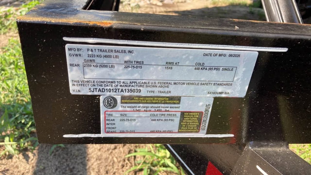 New 2026 P & T Trailers 5x10 Dump Trailer