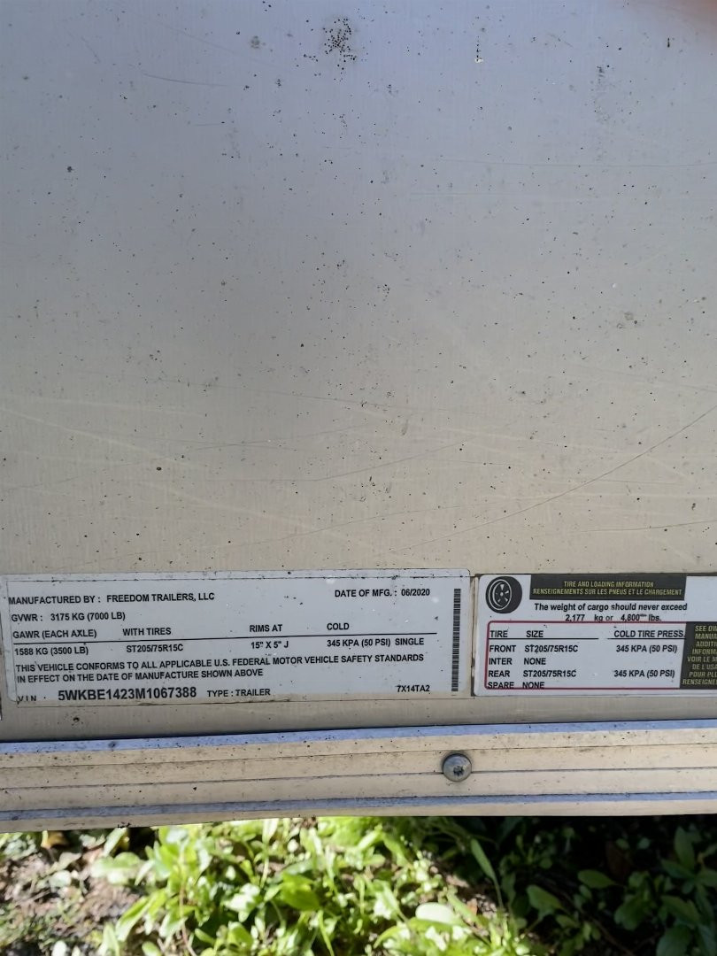 Used USED: 2020 Freedom Trailers 7X14TA - Cargo / Enclosed Trailer, Call For Price