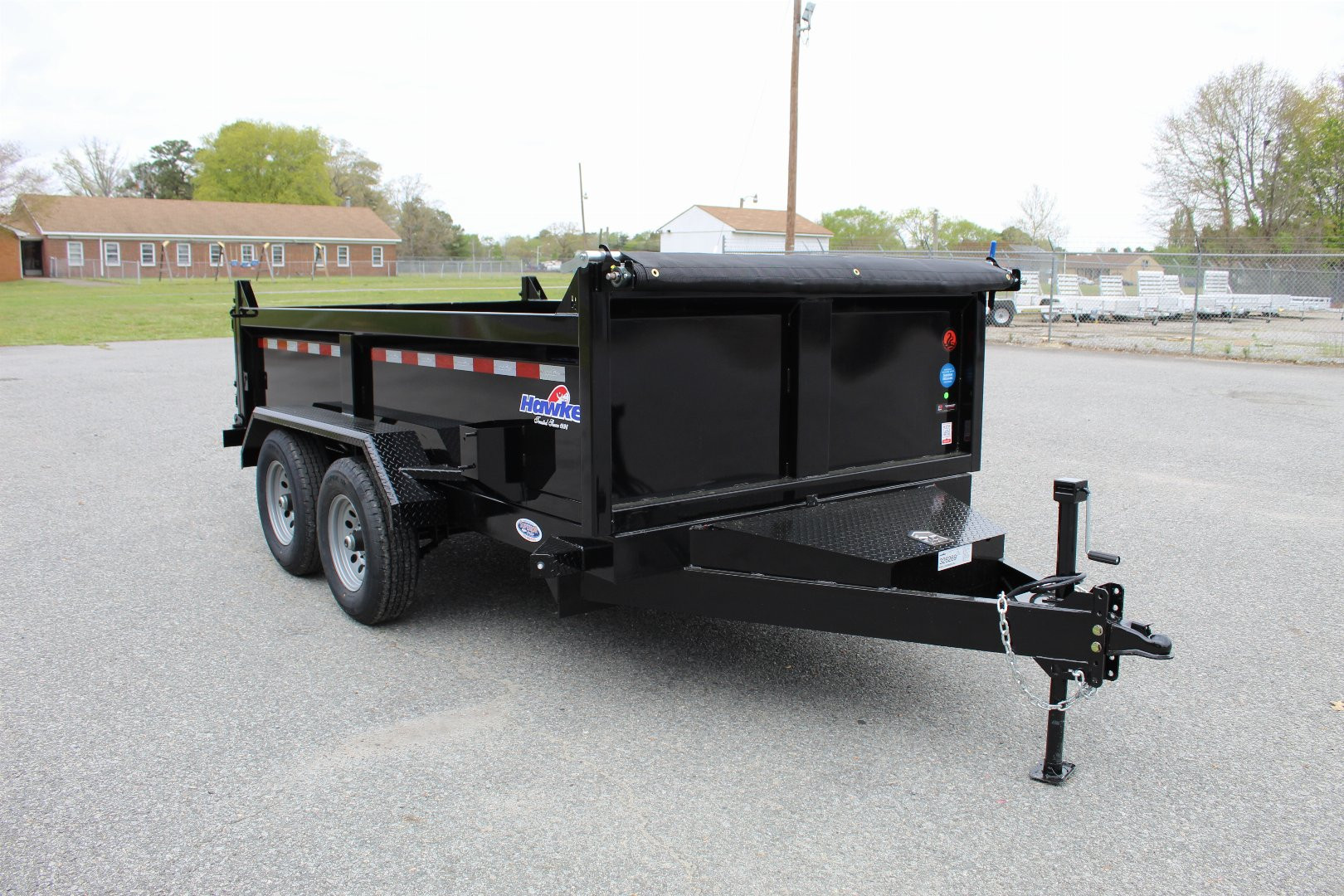New 2025 HAWKE TRAILERS 6X12 10K Dump w/ Spreader Gate Ramps and Tarp Dump Trailer