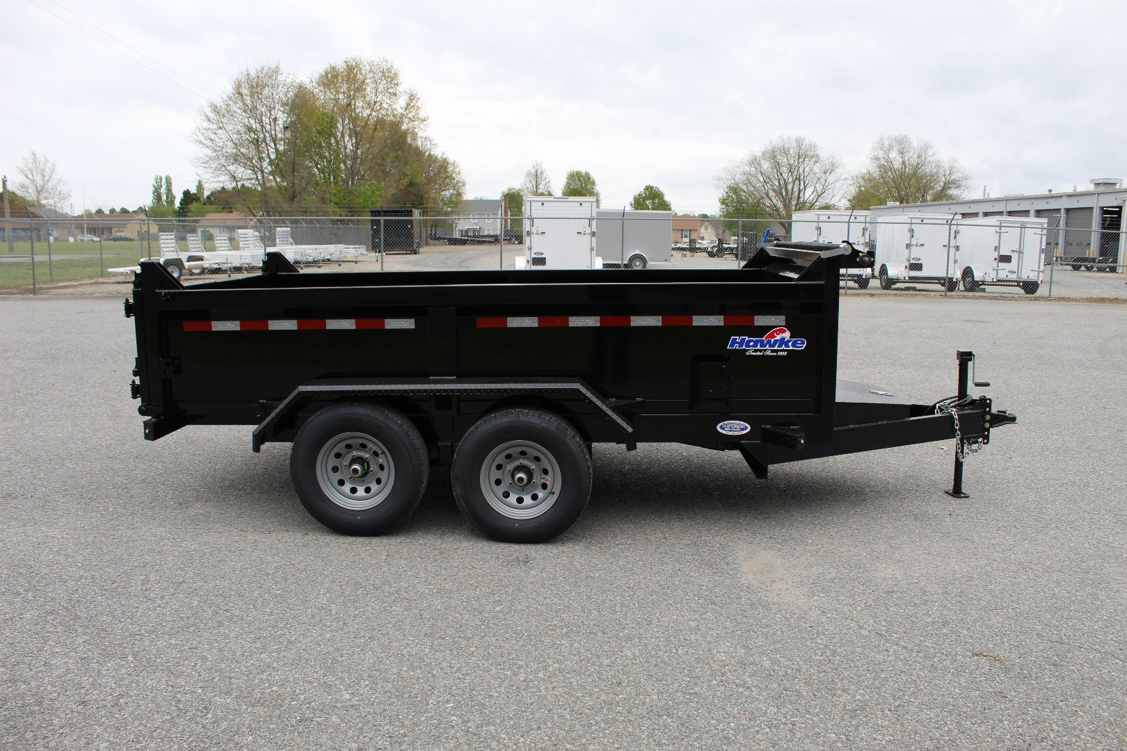New 2025 HAWKE TRAILERS 6X12 10K Dump w/ Spreader Gate Ramps and Tarp Dump Trailer
