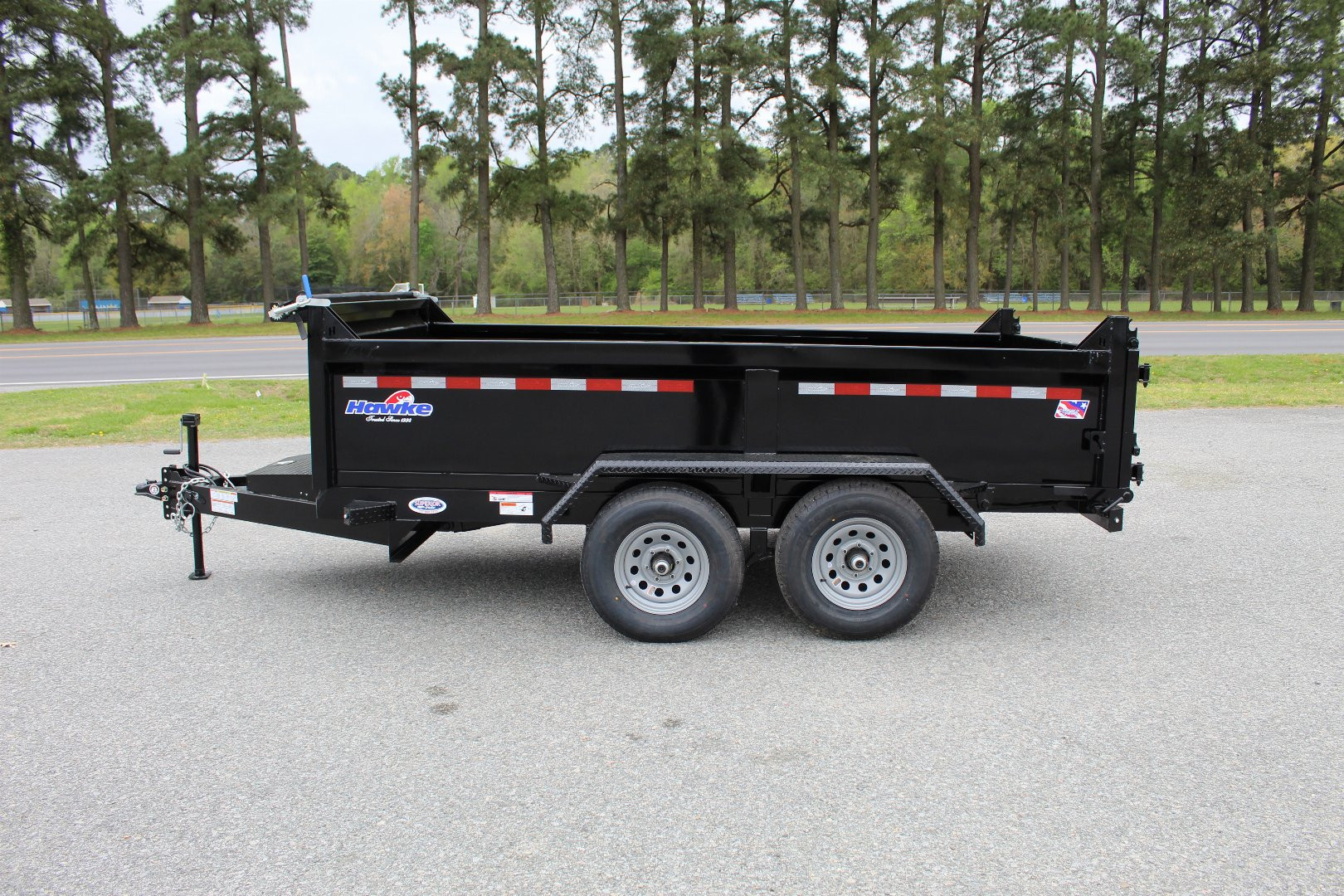 New 2025 HAWKE TRAILERS 6X12 10K Dump w/ Spreader Gate Ramps and Tarp Dump Trailer