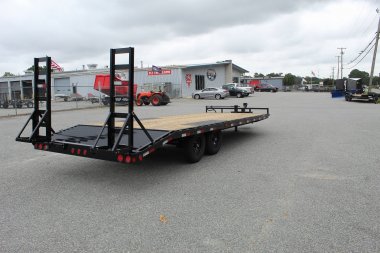 New 2025 PJ TRAILERS 24ft F8 14K w/ Fold Up Ramps Deckover Trailer