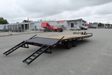 New 2025 PJ TRAILERS 24ft F8 14K w/ Fold Up Ramps Deckover Trailer