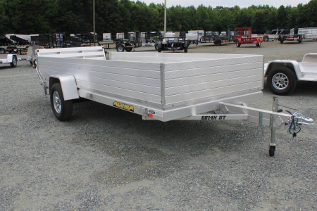 New 2024 Aluma 6814H Utility Trailer w/ Bi-Fold Tailgate & 12  Solid Sides