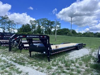 New 2026 IRON BULL 102 X 40 GOOSENECK EQUIPMENT TRAILER W/ TRIPLE AXLES AND DRIVE OVER FENDERS
