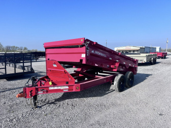 New 2026 IRON BULL 83X14 DUMP TRAILER IN RED W/ SCISSOR HOIST AND I-BEAM FRAME