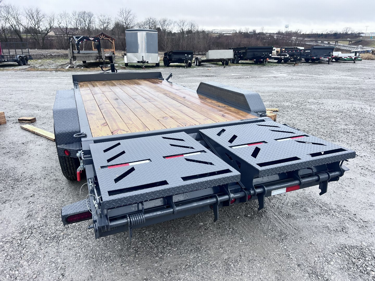 New 2025 IRON BULL 83X18 EQUIPMENT TRAILER W/7K AXLES AND RAMPAGE RAMPS