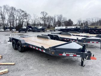 New 2025 IRON BULL 83X18 EQUIPMENT TRAILER W/7K AXLES AND RAMPAGE RAMPS