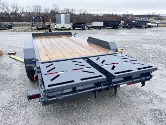 New 2025 IRON BULL 83X18 EQUIPMENT TRAILER W/7K AXLES AND RAMPAGE RAMPS